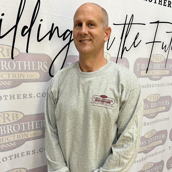 T-Ross Brothers Construction Classic Gray Long Sleeve Shirt (Red Logo)