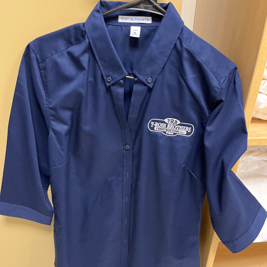 T-Ross Brothers Construction Women’s Port Authority® Button-Down Work Shirt - Blue