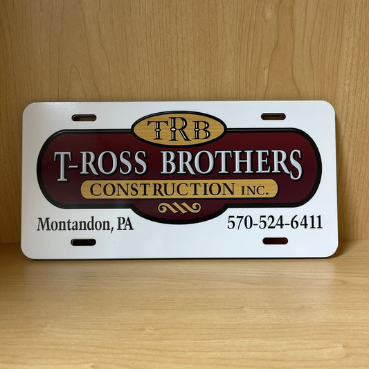 T-Ross Brothers Construction Logo License Plate