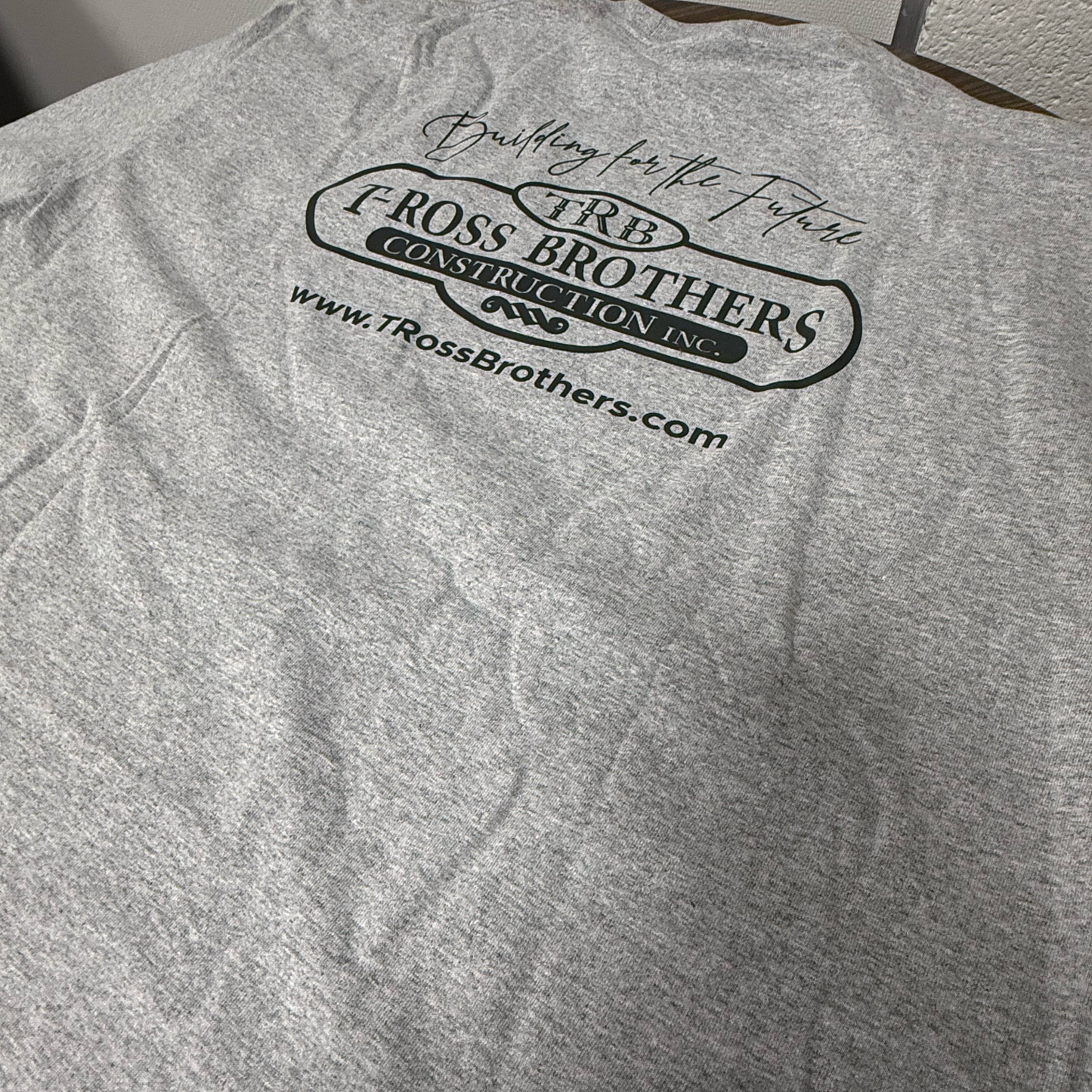 T-Ross Brothers Construction Classic Gray Tee (Black Logo)