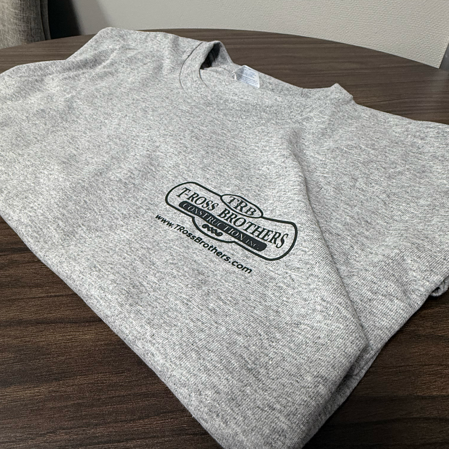 T-Ross Brothers Construction Classic Gray Tee (Black Logo)