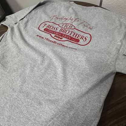 T-Ross Brothers Construction Classic Gray Tee (Red Logo)