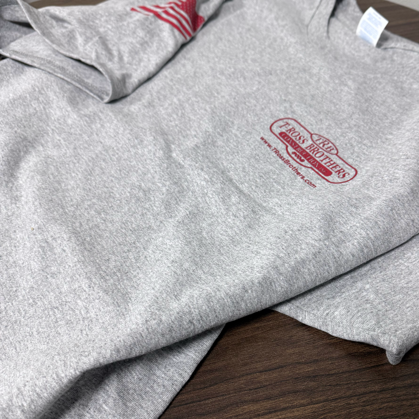 T-Ross Brothers Construction Classic Gray Tee (Red Logo)