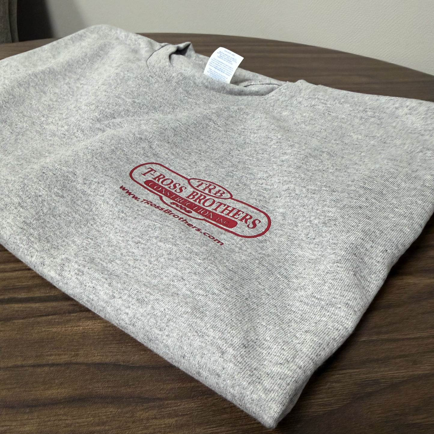 T-Ross Brothers Construction Classic Gray Tee (Red Logo)