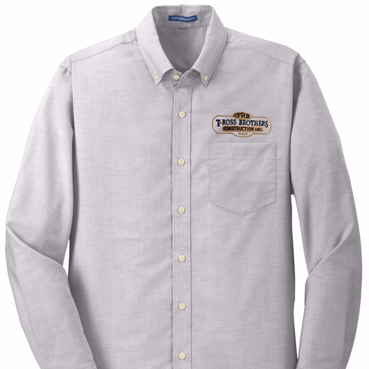 T-Ross Brothers Construction SuperPro™ Oxford Button-Down Shirt - Gusty Gray