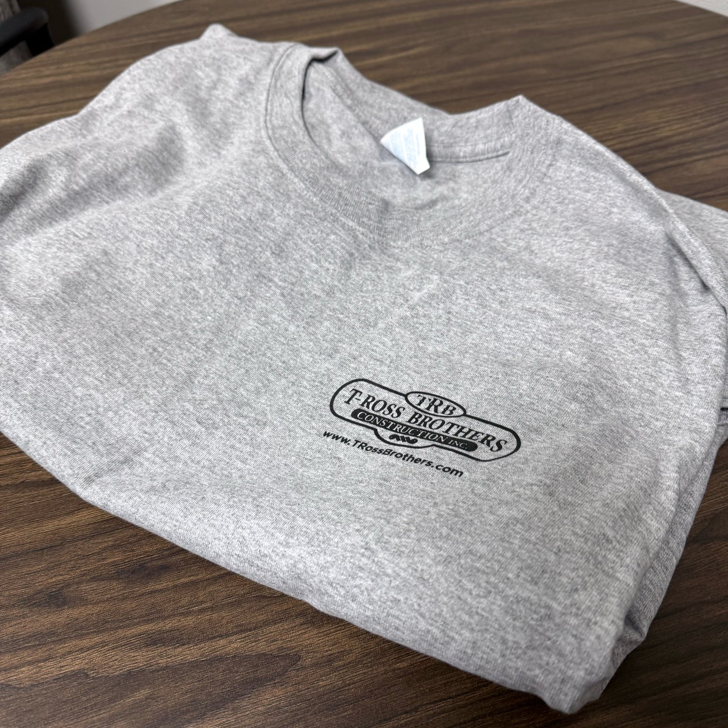 T-Ross Brothers Construction Classic Gray Long Sleeve Shirt (Black Logo)