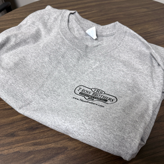 T-Ross Brothers Construction Classic Gray Long Sleeve Shirt (Black Logo)