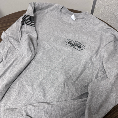 T-Ross Brothers Construction Classic Gray Long Sleeve Shirt (Black Logo)