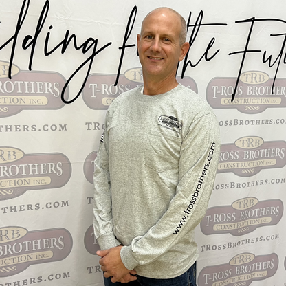 T-Ross Brothers Construction Classic Gray Long Sleeve Shirt (Black Logo)