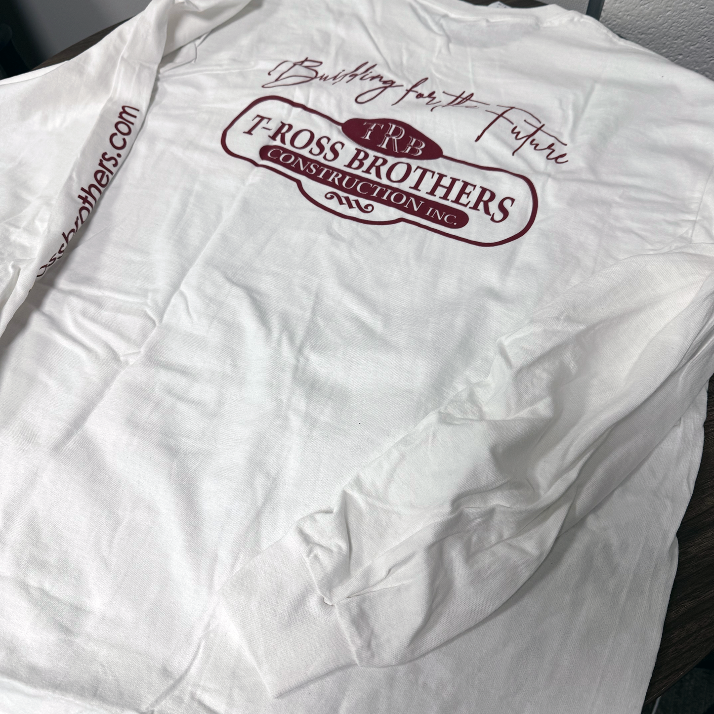 T-Ross Brothers Construction Classic White Long Sleeve Shirt