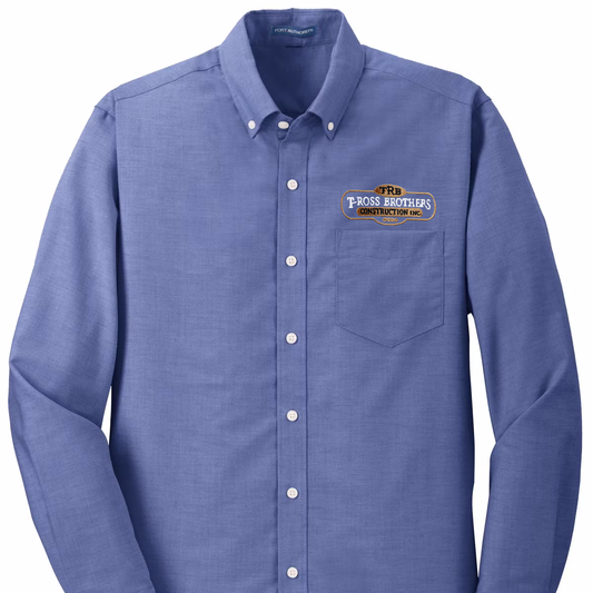 T-Ross Brothers Construction SuperPro™ Oxford Button-Down Shirt - Navy Blue