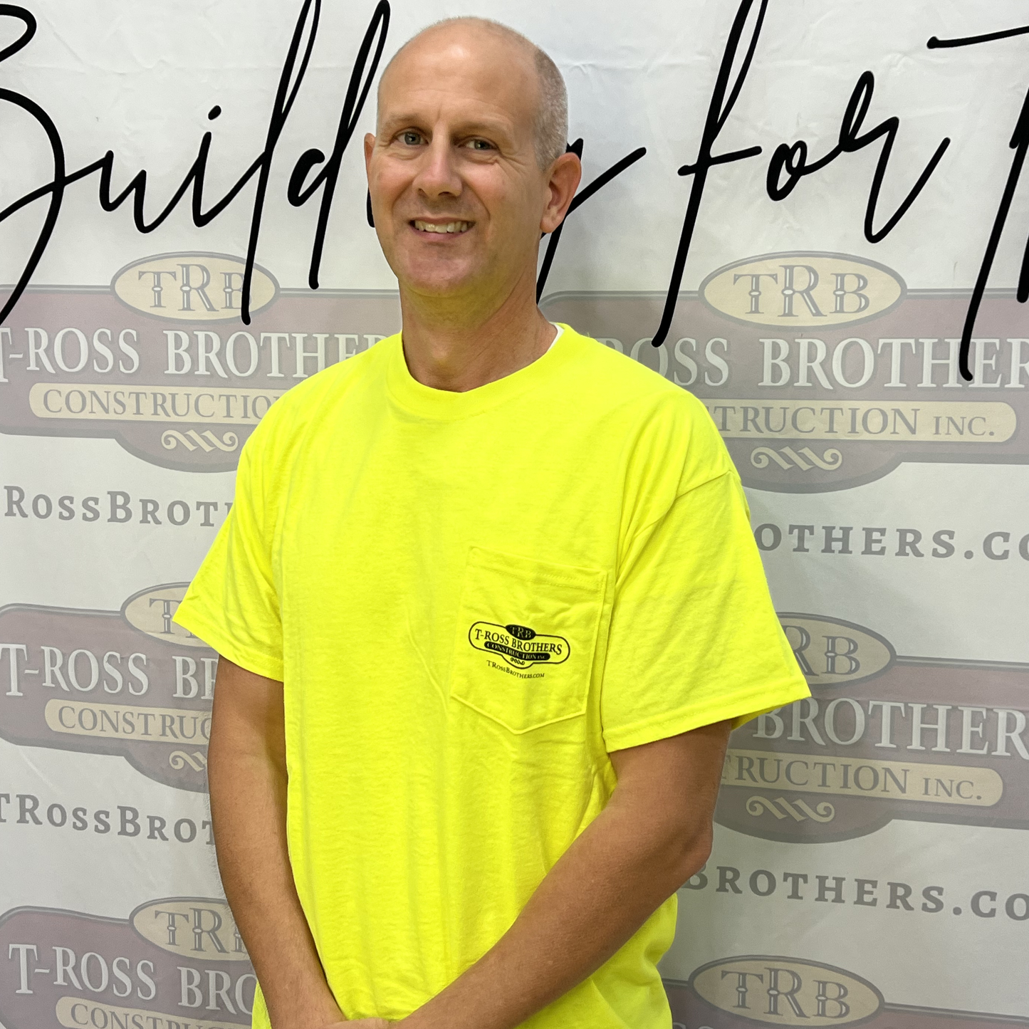 T-Ross Brothers Construction Classic Safety Green (Yellow) Tee