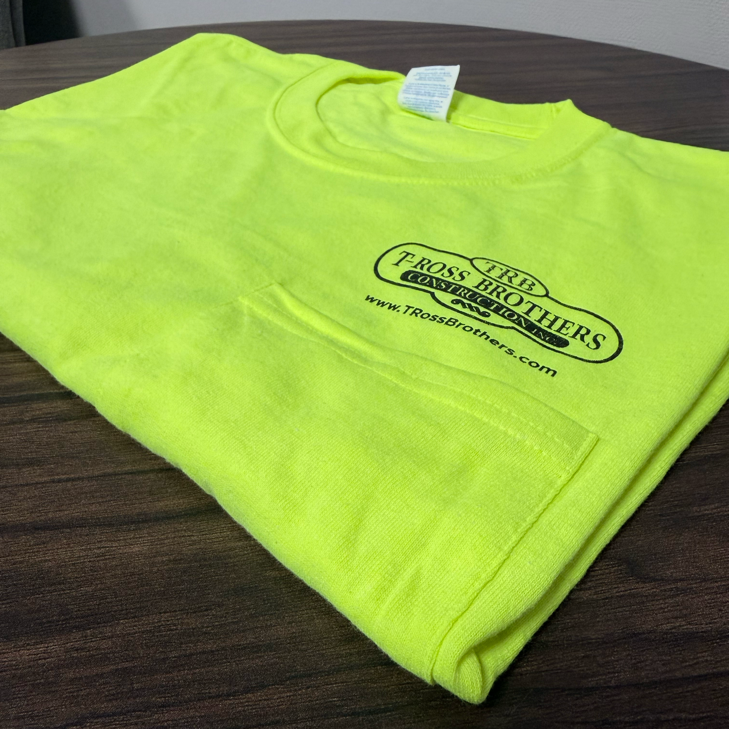 T-Ross Brothers Construction Classic Safety Green (Yellow) Tee