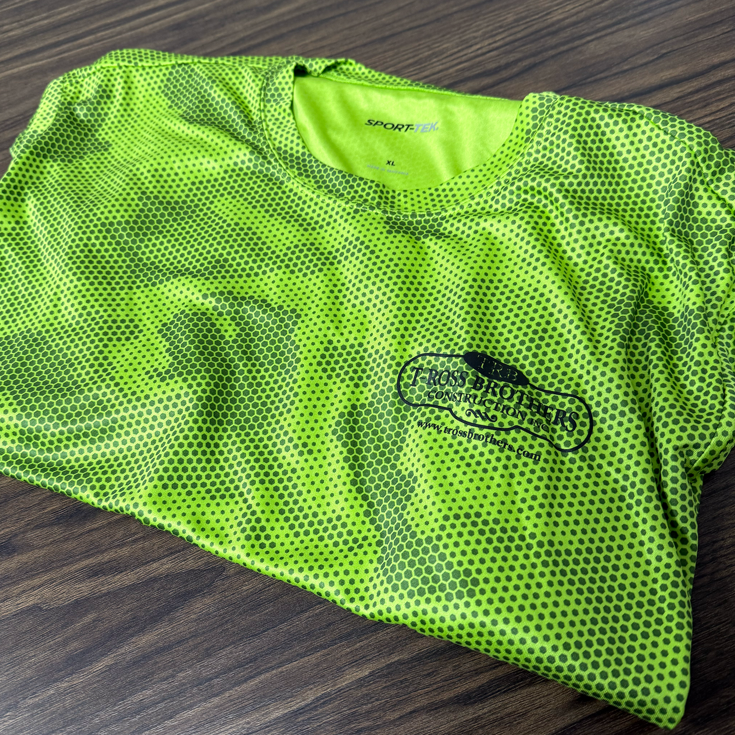 T-Ross Brothers Construction CamoHex Performance Tee (Lime Shock)